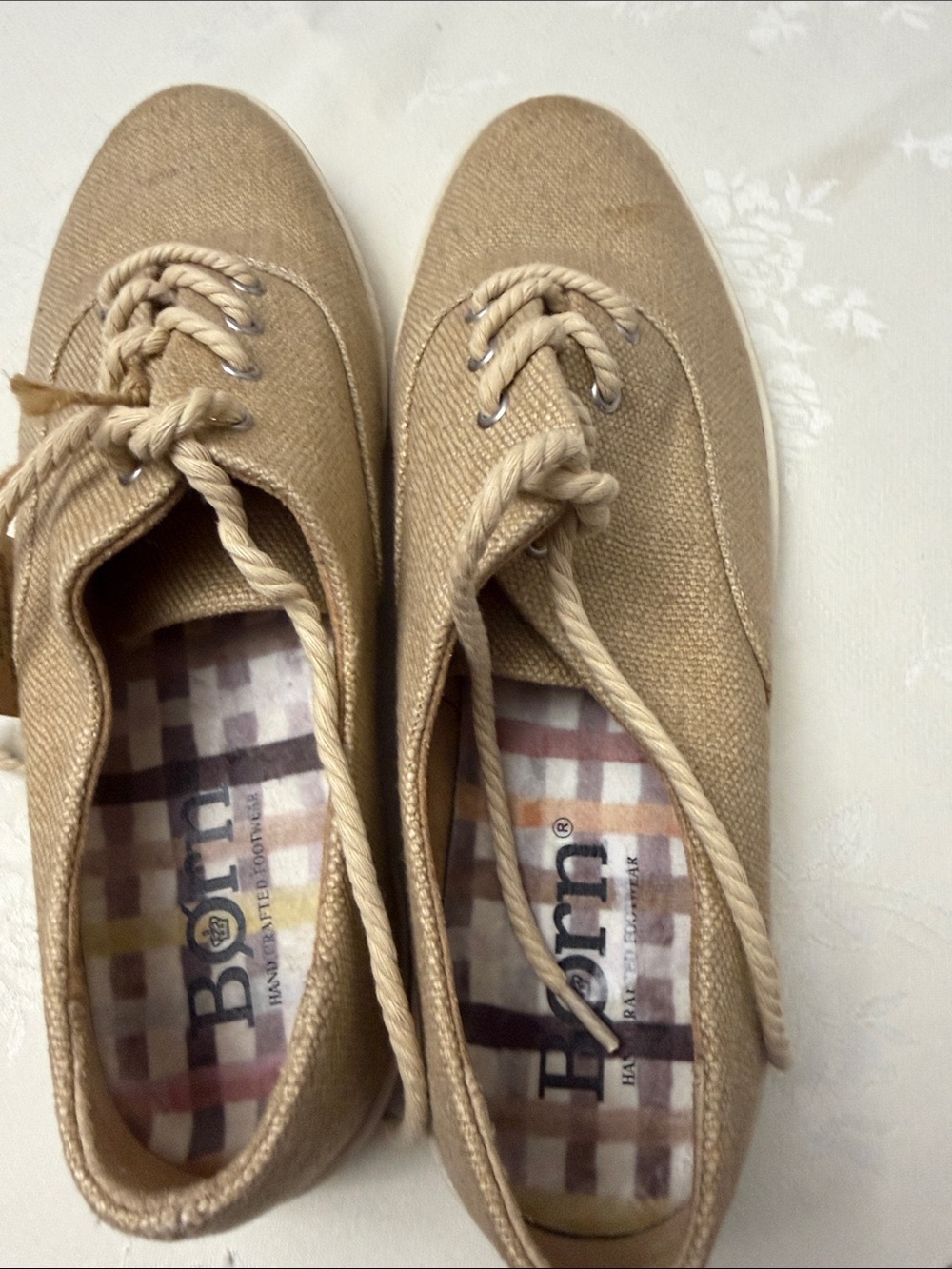 Born Tan Canvas Lace-Up Sneakers